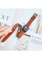 Leather Strap for Apple Watch Band 7 45mm 41mm Double Loop Circle Bracelet Wristband for iWatch 7 6 5 4 3 SE 44mm 42mm 40mm 38mm