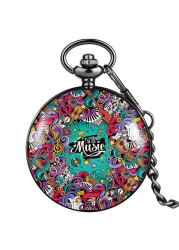 Hot selling style custom model men women personality quartz pocket watch with graffiti patterns color thick series watches