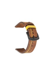 Genuine Leather Watch Strap Bracelet Black Brown Cowhide Watches for Women Men 20mm 22mm 24mm Colorful Stitches Wrist Band