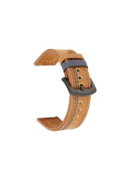 Genuine Leather Watch Strap Bracelet Black Brown Cowhide Watches for Women Men 20mm 22mm 24mm Colorful Stitches Wrist Band
