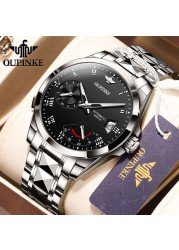 OUPINKE Watch for Men Luxury Brand Automatic Mechanical Wristwatches Waterproof Tungsten Steel Strap Fashion Simple Wristwatch