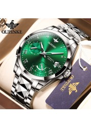 OUPINKE Watch for Men Luxury Brand Automatic Mechanical Wristwatches Waterproof Tungsten Steel Strap Fashion Simple Wristwatch