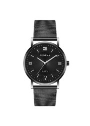 Popular simple roman bar nail face women's quartz watch leisure mesh stainless steel strap women's watch