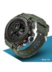 SANDA High Quality Men's Watch Luminous Dual Time Display Digital Watches Shock Resistant Stopwatch Men Sports Wristwatch