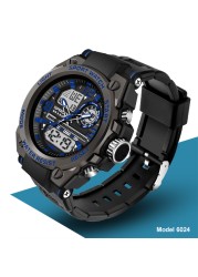SANDA High Quality Men's Watch Luminous Dual Time Display Digital Watches Shock Resistant Stopwatch Men Sports Wristwatch