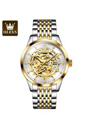 OLEVS Men's Watches Automatic Mechanical Watch for Men Waterproof Stainless Steel Luminous Male Wrist Watch Gift Set