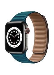 Genuine Leather Strap for Apple Watch SE 7 6 5 4 Band Magnetic Loop Wirstband 38mm 40mm 41mm 42mm 44mm 45mm Women Men Bracelet