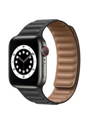 Genuine Leather Strap for Apple Watch SE 7 6 5 4 Band Magnetic Loop Wirstband 38mm 40mm 41mm 42mm 44mm 45mm Women Men Bracelet