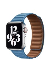 Genuine Leather Strap for Apple Watch SE 7 6 5 4 Band Magnetic Loop Wirstband 38mm 40mm 41mm 42mm 44mm 45mm Women Men Bracelet