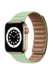 Genuine Leather Strap for Apple Watch SE 7 6 5 4 Band Magnetic Loop Wirstband 38mm 40mm 41mm 42mm 44mm 45mm Women Men Bracelet