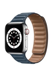 Genuine Leather Strap for Apple Watch SE 7 6 5 4 Band Magnetic Loop Wirstband 38mm 40mm 41mm 42mm 44mm 45mm Women Men Bracelet