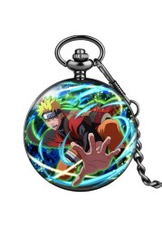 Accept Custom Blue Men Pocket Watch With Thick Chain Japan Animation Personality Style Quartz Watches Exquisite Gift for Husband