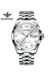 OUPINKE Swiss sumptuous automatic watch business sapphire crystal mechanical tungsten steel luminous wristwatch men