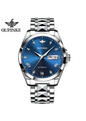 OUPINKE Swiss sumptuous automatic watch business sapphire crystal mechanical tungsten steel luminous wristwatch men