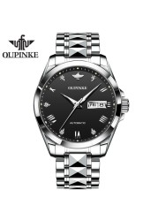 OUPINKE Swiss sumptuous automatic watch business sapphire crystal mechanical tungsten steel luminous wristwatch men