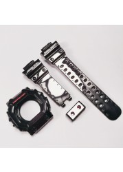 Silicone Watchband Replacement for GX56 Rubber Strap Sports Waterproof Watch Straps Transparent Watch Band Bezel Black Red Color