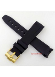 20mm black curved end rubber watch band for 40mm sub GMT mens watch