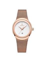 NAVIFORCE Luxury Women's Watches, Luxury Ladies Stainless Steel Watches Water Resistant Casual Rose Gold Quartz Band Watches