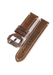 Handmade Bronze Watchband Crazy Horse Leather 20 21 22 23 24 26mm Men's Deep Coffee Men's Bracelet