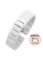 Ceramic Bracelet In Stainless Steel Watchband Watch Band Strap White Women Man Fashion Wristwatches 12 13 14 15 16 17 18 20 22mm