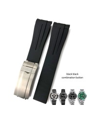 20mm 19mm 21mm Rubber Silicone Band Fit For Daytona Role Perpetual Oysterflex GMT Submariners Watch Strap Steel Folding Buckle Man