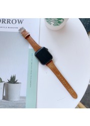 Genuine Leather Watchband for Iwatch 40mm 44mm Women Slim Belt Wristband for Apple Watch 42mm 38mm SE Series 6 5 4 3 2 Bracelet