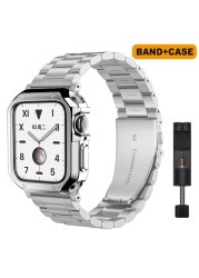 Straps for IWO Series 6/7 Smart Watch Z36 T100 Plus W37 Smartwatch Soft Case Stainless Steel Band T500 X6 W26Pro for DT100 HW22