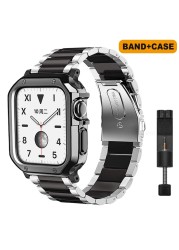 Straps for IWO Series 6/7 Smart Watch Z36 T100 Plus W37 Smartwatch Soft Case Stainless Steel Band T500 X6 W26Pro for DT100 HW22