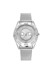 Luxury Famous Brand DQG Women Quartz Watches Stainless Steel Mesh Strap Ladies Wristwatches Diamond Ladies Watches