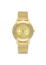 Luxury Famous Brand DQG Women Quartz Watches Stainless Steel Mesh Strap Ladies Wristwatches Diamond Ladies Watches