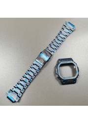 DW5600 Watchband and Metal Bezel Set for GWM5610 GW5000 Stainless Steel Watchband DW5600 GW-M5610 GW5000 Series with Tools