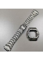 DW5600 Watchband and Metal Bezel Set for GWM5610 GW5000 Stainless Steel Watchband DW5600 GW-M5610 GW5000 Series with Tools