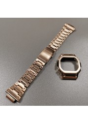 DW5600 Watchband and Metal Bezel Set for GWM5610 GW5000 Stainless Steel Watchband DW5600 GW-M5610 GW5000 Series with Tools