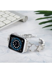 Metal strap For Apple watch 7 45mm 41mm 6 5 4 SE 44mm 40mm Ladies Luxury Smart Watch Wristband For iwatch 3 2 42mm 38mm band