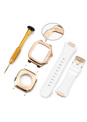 Protector Apple Watch Case Stainless Steel Band Accessories for iWatch4/5/6/7/SE 44mm 45mm Oak Apple Watch Series 7