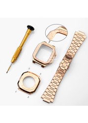 Protector Apple Watch Case Stainless Steel Band Accessories for iWatch4/5/6/7/SE 44mm 45mm Oak Apple Watch Series 7