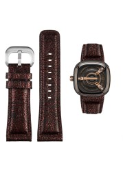 For Seven Friday Q2/03/M2/M021/T2 Genuine Leather Watchband Vintage styleDiesel Watch Men Cowhide Leather Strap Bracelet Accessories