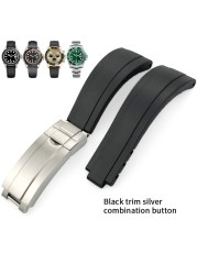 20mm 21mm Nature Rubber Watch Strap Black Green Blue Watch Band for Rolex Daytona GMT OYSTERFLEX Perpetual Submariners Strap