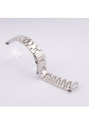 Rolamy 22mm 316L Steel Solid Curved End Oyster Watch Band Bracelet For Seiko SKX007/009