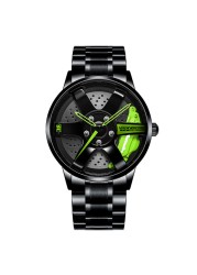 3D Spinning Unique Model Rim Watch Hub Custom Design Sports Car Frame Watch Waterproof Creative Men's Watch Wheel Wristwatch Clock