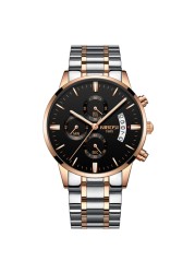 NIBOSI Watches for Men, Gold and Quartz Full Steel Water Resistant Sports Watches