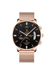 NIBOSI Watches for Men, Gold and Quartz Full Steel Water Resistant Sports Watches