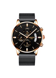 NIBOSI Watches for Men, Gold and Quartz Full Steel Water Resistant Sports Watches