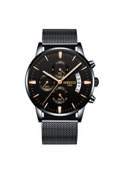 NIBOSI Watches for Men, Gold and Quartz Full Steel Water Resistant Sports Watches