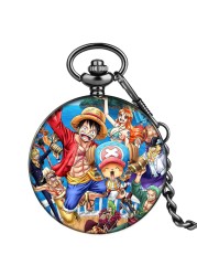 Cartoon Character Pattern Custom Men Fashion Pocket Watch With Neutral Thick Chain High-end Unisex Quartz Watches Birthday Gift