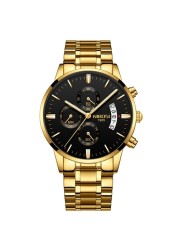 NIBOSI Fashion Watches Mens Top Brand Luxury Watches Rose Gold Waterproof Relogio Masculino Stainless Steel Quartz Wristwatch