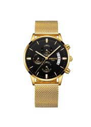 NIBOSI Fashion Watches Mens Top Brand Luxury Watches Rose Gold Waterproof Relogio Masculino Stainless Steel Quartz Wristwatch