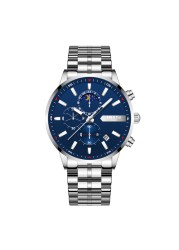 NIBOSI 2021 - Blue Men's Watch, Luxury Sports Chronograph, Quartz, Water Resistant