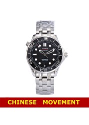 40mm OUMASHI Luxury Brand Men's Watch Mechanical Automatic Stainless Steel Ceramic Bezel Watch Luminous Hands Wristwatches