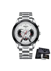 NIBOSI Men's Watch Chronograph Sport Men Watches Luxury Brand Waterproof Full Steel Gold Quartz Watch Men's Watch